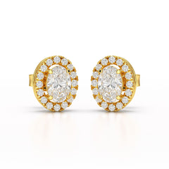1.32 CT Lab Diamond Oval Cut Stud Earrings