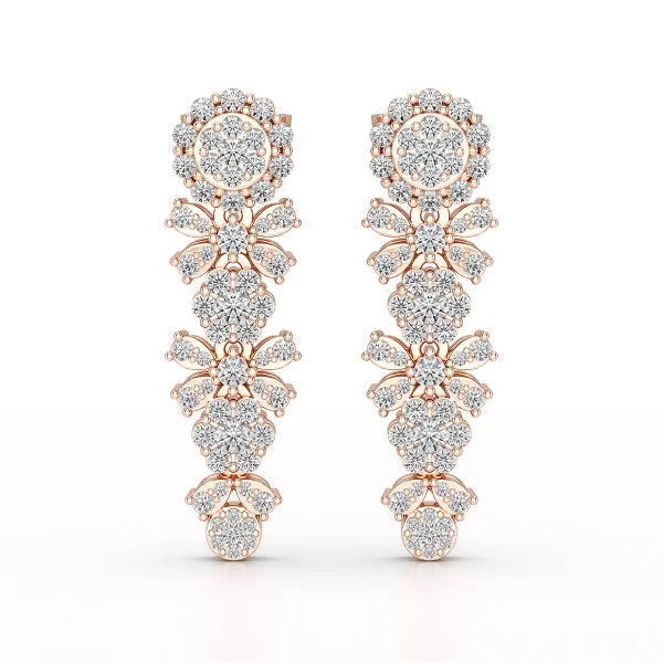 1.34 CT Lab Diamond Flower Drop Earring