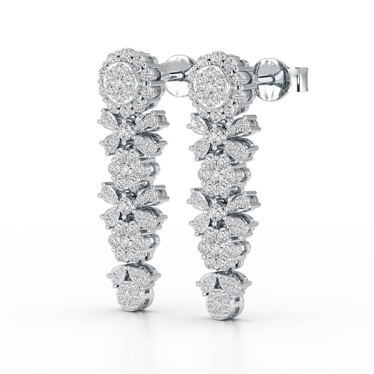 1.34 CT Lab Diamond Flower Drop Earring