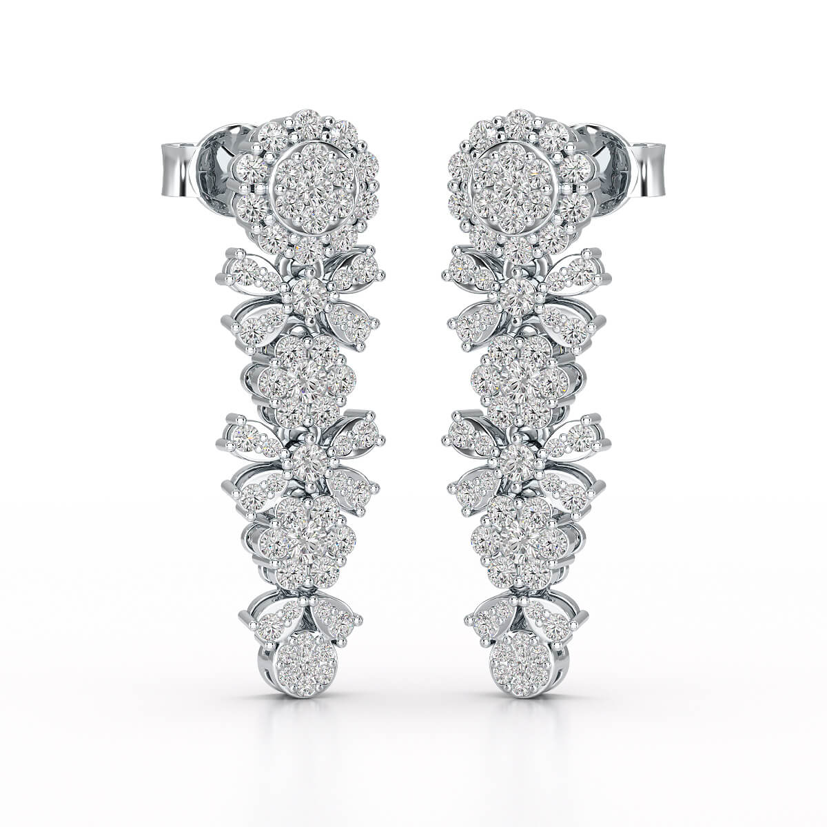 1.34 CT Lab Diamond Flower Drop Earring