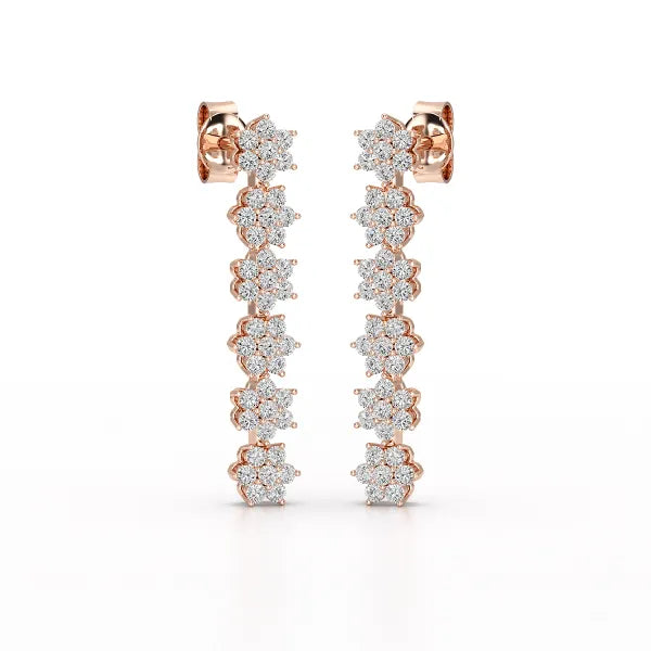 1.35 CT Star Shaped Lab Diamond Dangle Wedding Earrings - Jama Jewels