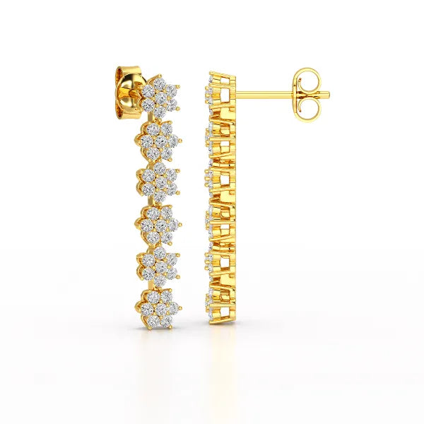 1.35 CT Star Shaped Lab Diamond Dangle Wedding Earrings - Jama Jewels