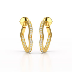 1.38 CT Lab Diamond Heart Shaped Hoop earring