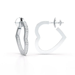 1.38 CT Lab Diamond Heart Shaped Hoop earring