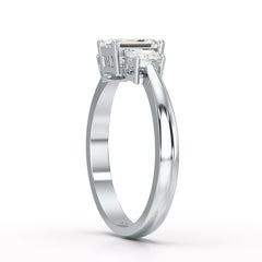 1.3 CT Three Stone Emerald Oval Cut Lab Diamond Ring