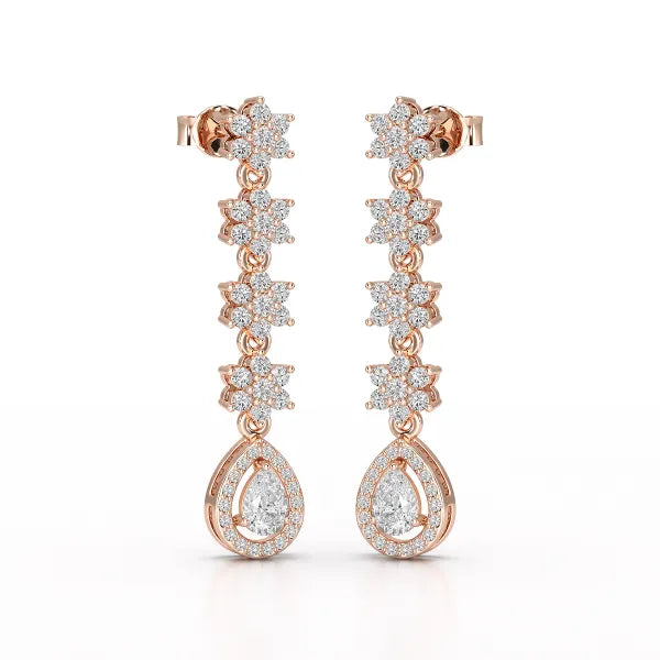 1.48 CT Pear Cut Drop Lab Diamond Earring