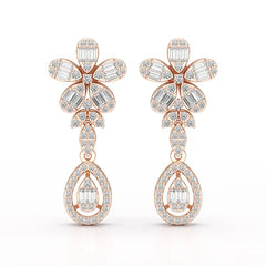 1.4 CT Baguette Cut Lab Diamond Dangle Drop Earring