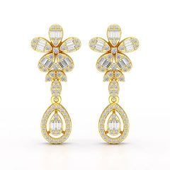 1.4 CT Baguette Cut Lab Diamond Dangle Drop Earring