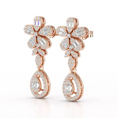 1.4 CT Baguette Cut Lab Diamond Dangle Drop Earring