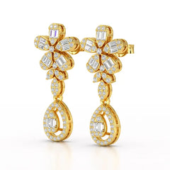 1.4 CT Baguette Cut Lab Diamond Dangle Drop Earring