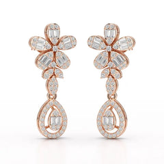 1.4 CT Baguette Cut Lab Diamond Dangle Drop Earring