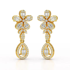 1.4 CT Baguette Cut Lab Diamond Dangle Drop Earring