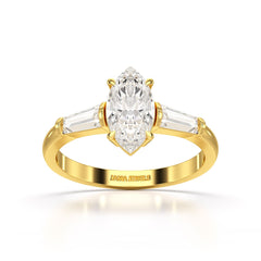 1.4 CT Marquise Cut Lab Diamond Three Stone Ring