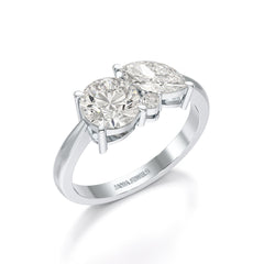 1.4 CT Marquise and Round Cut Lab Diamond Ring