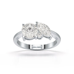 1.4 CT Marquise and Round Cut Lab Diamond Ring