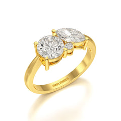 1.4 CT Marquise and Round Cut Lab Diamond Ring
