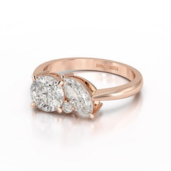 1.4 CT Marquise and Round Cut Lab Diamond Ring