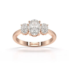 1.4 CT Three Stone Oval Cut Lab Diamond Ring