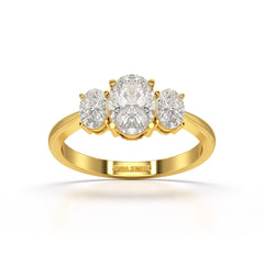 1.4 CT Three Stone Oval Cut Lab Diamond Ring