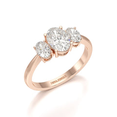 1.4 CT Three Stone Oval Cut Lab Diamond Ring