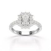 1.5 CT Lab Diamond Emerald Cut Halo Ring