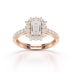 1.5 CT Lab Diamond Emerald Cut Halo Ring