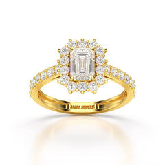 1.5 CT Lab Diamond Emerald Cut Halo Ring