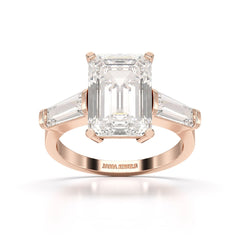 1.5 CT Lab Diamond Three Stone Emerald Cut Ring
