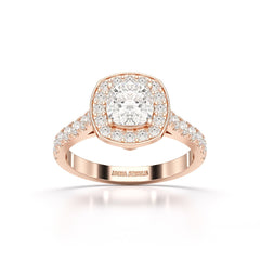 1.61 CT Cushion Cut Halo Lab Diamond Ring