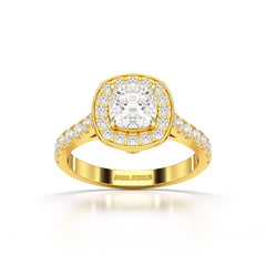 1.61 CT Cushion Cut Halo Lab Diamond Ring