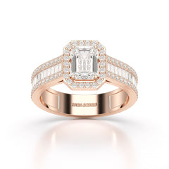 1.72 CT Emerald Cut Halo Lab Diamond Ring