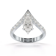 1.66 CT Curved Marquise Cut Lab Diamond Ring