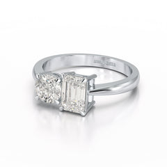 1.6 CT Emerald and Round Lab Diamond Ring