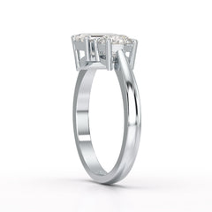 1.6 CT Emerald and Round Lab Diamond Ring