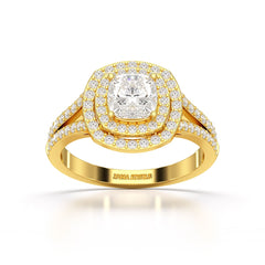 1.6 CT Halo Lab Diamond Cushion Cut Ring