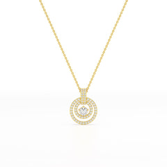 1.6 CT Lab Diamond Round Cut Chain Pendant