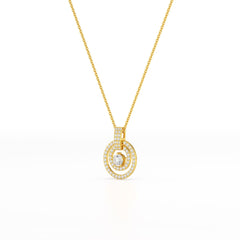 1.6 CT Lab Diamond Round Cut Chain Pendant