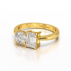 1.6 CT Emerald and Round Lab Diamond Ring