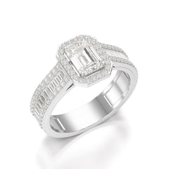 1.72 CT Emerald Cut Halo Lab Diamond Ring