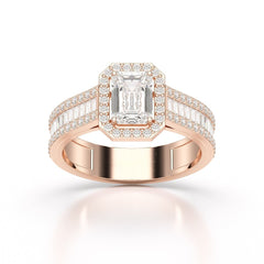1.72 CT Emerald Cut Halo Lab Diamond Ring