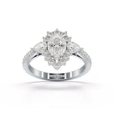 1.7 CT Pear Cut Lab Diamond Engagement Ring