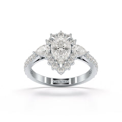 1.7 CT Pear Cut Lab Diamond Engagement Ring