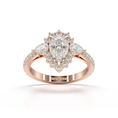 1.7 CT Pear Cut Lab Diamond Engagement Ring