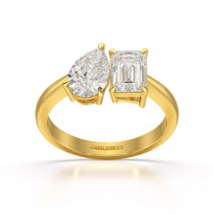 1.8 CT Emerald and Pear Lab diamond Ring