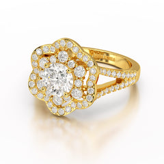 1.95 CT Round Cut Halo Lab Diamond Ring