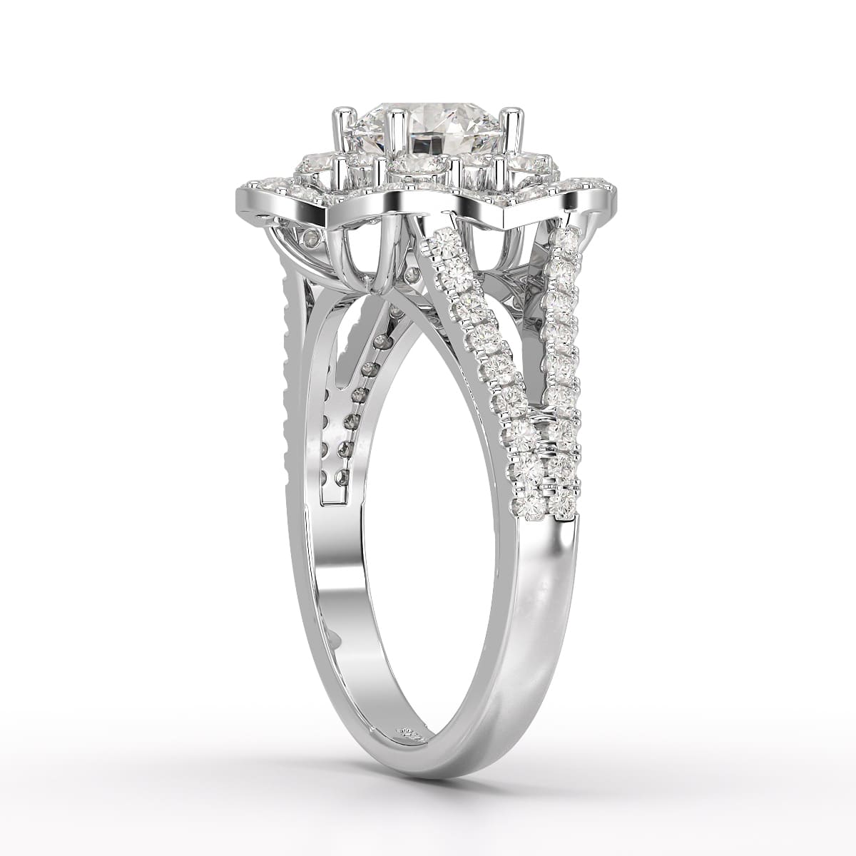 1.95 CT Round Cut Halo Lab Diamond Ring