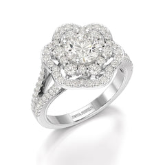 1.95 CT Round Cut Halo Lab Diamond Ring