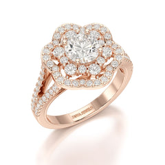 1.95 CT Round Cut Halo Lab Diamond Ring