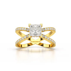 1.9 CT Princess Cut Butterfly Lab Diamond Ring