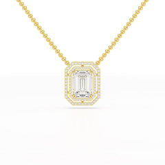 11.43 CT Emerald Cut Halo Lab Diamond Pendant